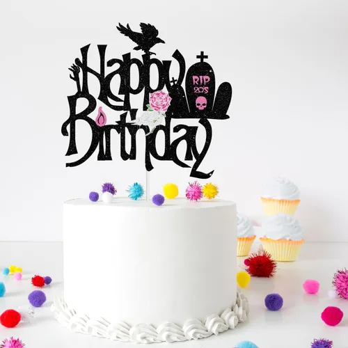 Vista 3 de Decoración para tarta de feliz cumpleaños RIP Twenties – Death to My Twenties RIP to My 20s Dirty 30 Birthday Glitter Cake Topper – Decoración