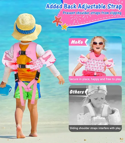 Vista 2 de MoKo Flotadores de Brazo para Natación 15-30 lbs, Chaleco de Natación para Niños Pequeños con Dibujos Animados, Alas de Agua para Natación