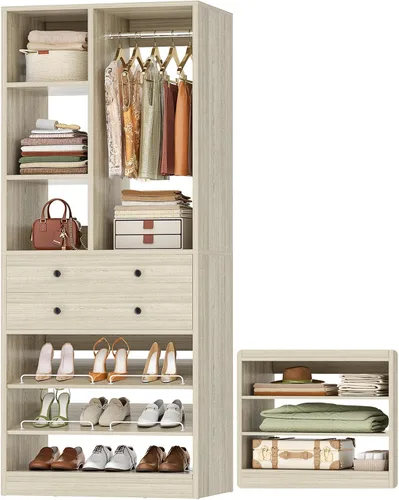Vista 20 de Besiost Sistema de Armario Pequeño, Sistema Organizador de Armario de Madera de 28"/2.3 Pies con Cajones y Estantes, Sistemas de Armario Walk-in
