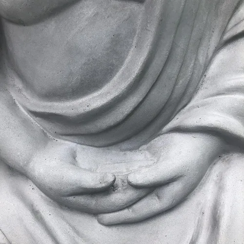 Vista 3 de Kante 25.6 "ligero sentado meditando Buda Zen interior al aire libre estatua gris hormigón Sentado de hormigón de 25.6 "h