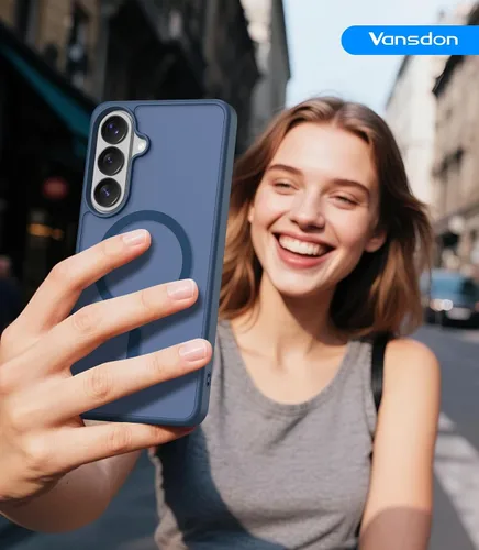 Vista 7 de Vansdon Funda para Samsung Galaxy S24 Plus, S25 Plus, S26 Plus, azul marino