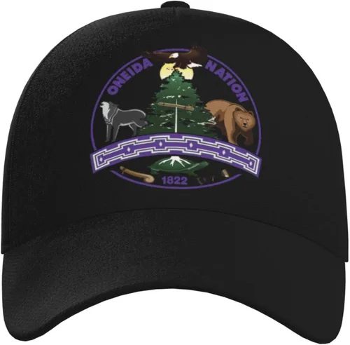 Vista 5 de Oneida Nation Gorra de béisbol para hombre y mujer, ajustable, unisex, color negro, Negro