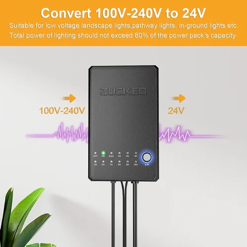 Vista 7 de ZUCKEO Kit de iluminación de paisaje todo en uno, luces LED de bajo voltaje de 5 W con transformador y cable de 80 pies, foco impermeable