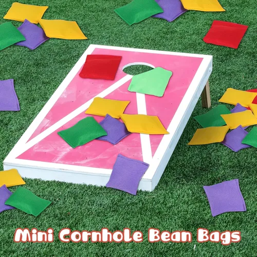 Vista 6 de Jerify 72 mini pufs para niños, a granel, mini bolsas de frijoles coloridos para lanzar niños, familia y adultos, juegos de patio al aire libre