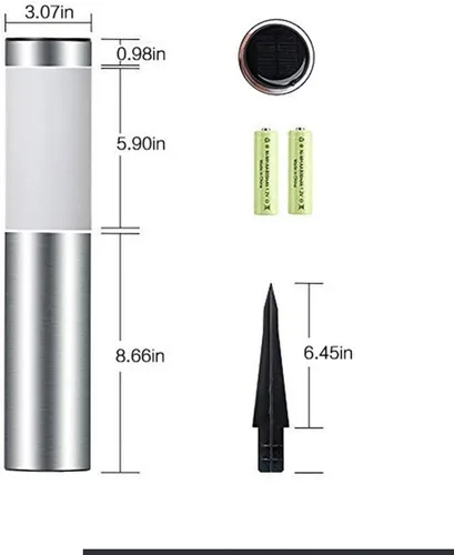 Vista 4 de Uonlytech Luz solar del césped 4v Ip44 acero inoxidable 2 Pack