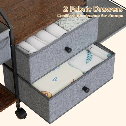 Vista 9 de BBLIKE Organizador de pañales con estante para colgar, carrito utilitario rodante de 3 niveles con cajones y divisores para almacenamiento