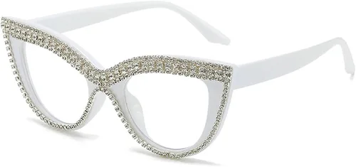 Vista 9 de Gafas de lectura de ojo de gato con diamantes de imitación de lujo para mujer, con bloqueo de luz azul, marco de lentes para computadora
