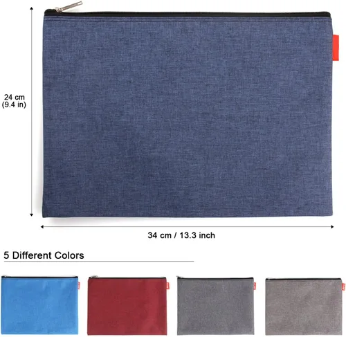 Vista 2 de Paquete de 5 bolsas de herramientas de lona con cremallera, 13.3 x 9.4 pulgadas, 14 onzas, resistente, impermeable, multiusos, para organizar