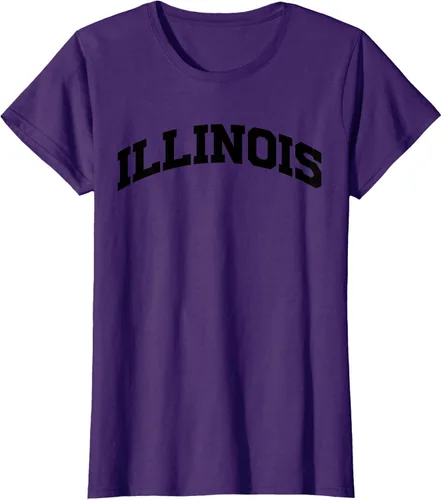 Vista 12 de Illinois Gift - Camiseta de diseño deportivo con texto universitario, gris, S