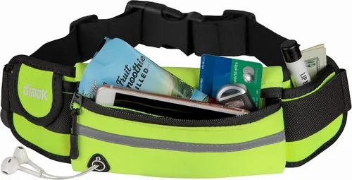 Vista 10 de Cinturón canguera para correr de Dimok. Resistente al agua, para corredores, cinturón canguera para senderismo, ejercitación. Bolsa para correr Negro