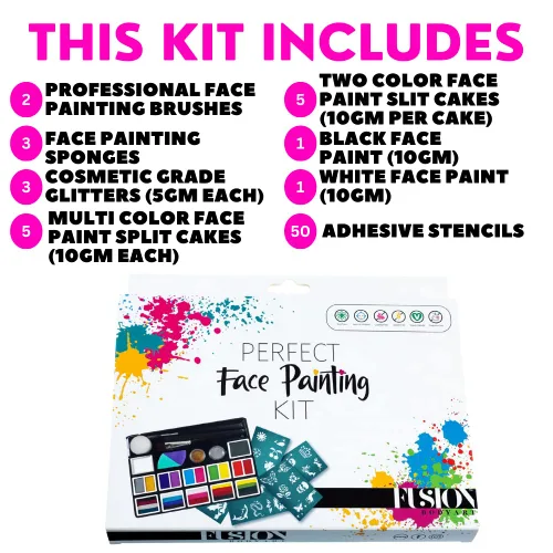 Vista 2 de Fusion Body Art Kit de pintura facial perfecto para pintores faciales profesionales y principiantes, pinturas faciales veganas hipoalergénicas