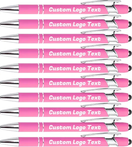 Vista 18 de Bolígrafos personalizados con nombre, texto, logotipo, bolígrafo personalizado para eventos de oficina de negocios con lápiz óptico para pantalla