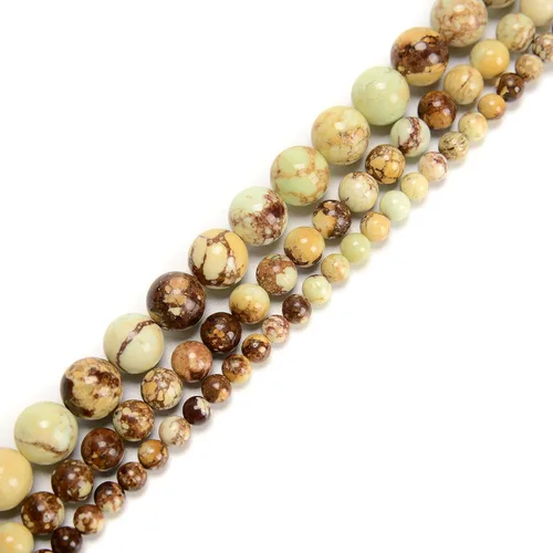 Vista 3 de JM Design Chrysoprase limón multicolor liso granos redondos 0.472 in 15.5" filamento para la fabricación de joyas