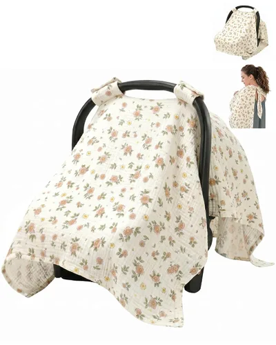 Vista 15 de Metplus - Funda para asiento de automóvil de muselina para bebés, 100% algodón Funda transpirable para asiento de automóvil para bebé, para Cereal