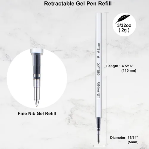 Vista 2 de Recargas de bolígrafos de gel rojo, paquete de 6 recargas de bolígrafo de gel retráctil, punta fina de 0.5 mm, escritura suave y secado rápido