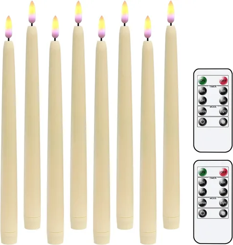 Vista 10 de Velas alargadas decorativas sin llama, con control remoto y temporizador