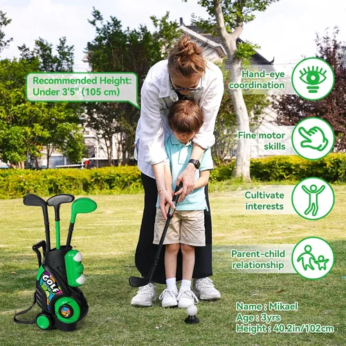 Vista 5 de Liberry Juego de golf para niños de 2, 3, 4 años, carrito de golf mejorado para niños con diseño de correa para el hombro, juguetes deportivos