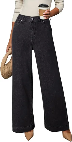 Vista 18 de Dokotoo Pantalones de mezclilla casuales de cintura alta para mujer Marrón