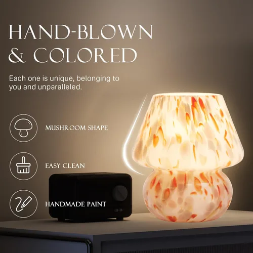 Vista 2 de Dawnwake Lámpara de Mesa con Forma de Hongo para Dormitorio, Pequeñas Lámparas de Escritorio de Mesita de Noche para Sala de Estar, Decoración