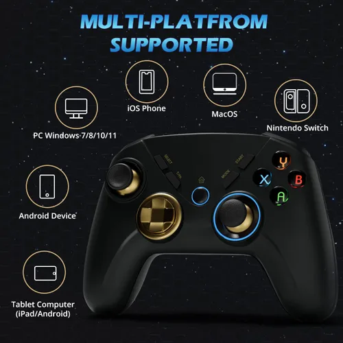 Vista 2 de Wireless PC Controller Controller for Windows781011MacOSiPhoneAndroidSwitchOLED Controller Wireless Gaming Controller with Adjustable LED Backlight