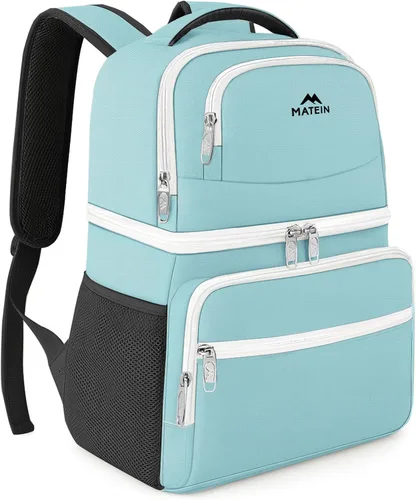 Vista 13 de MATEIN Mochila enfriadora, 26 latas, mochila térmica de almuerzo para hombres y mujeres, a prueba de fugas, de doble capa, mochila de almuerzo