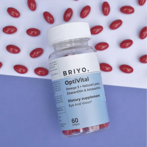 Vista 5 de Briyo OptiVital Suplemento para la salud ocular – Luteína, zeaxantina, astaxantina y omega-3 de fuentes naturales – Apoya la visión, la salud
