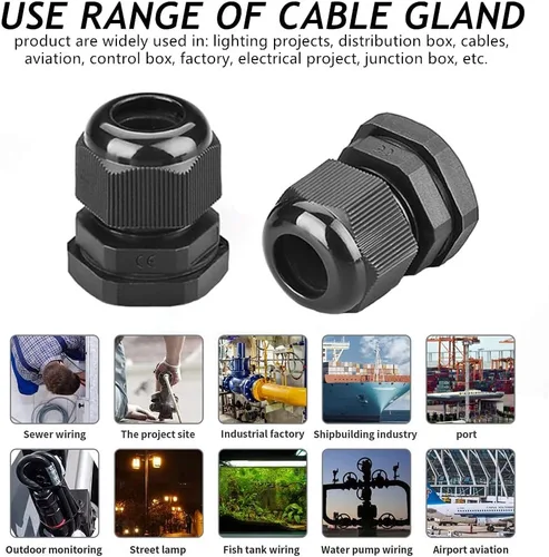 Vista 3 de Prensaestopas PENGLIN - Conector de cable de nailon NPT de 1-1/2 pulgadas, conector de cable de alivio de tensión, tuerca de bloqueo ajustable