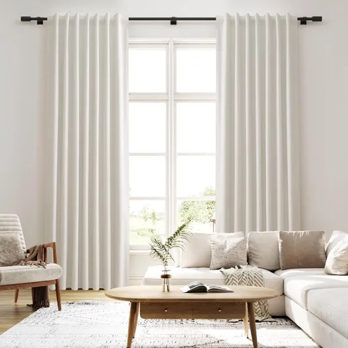 Vista 7 de Cortinas 100% opacas de lino de 84 pulgadas de largo, juego de 2 paneles para dormitorio, sala de estar, textura crema natural, aislamiento térmico