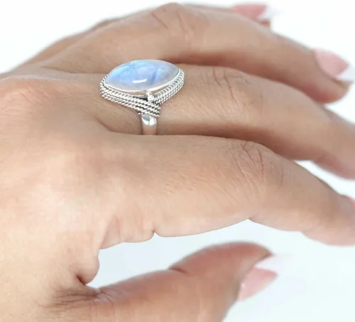 Vista 2 de JEWELOPORIUM Anillo hecho a mano de plata de ley 925 para mujer 8x16 Marquoise Gemstone Fashion Jewelry para regalo (99093_R)