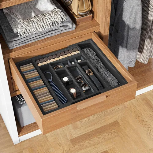 Vista 8 de Pipishell - Organizador de Cajones Extensible de Bambú para Soporte de Utensilios, Bandeja de Cubiertos Ajustable, Organizador de Divisores