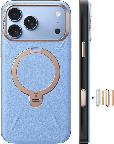 Vista 14 de TORRAS Funda de cuero para iPhone 18 Pro Max, soporte magnético 360, morado Morado borgoña.