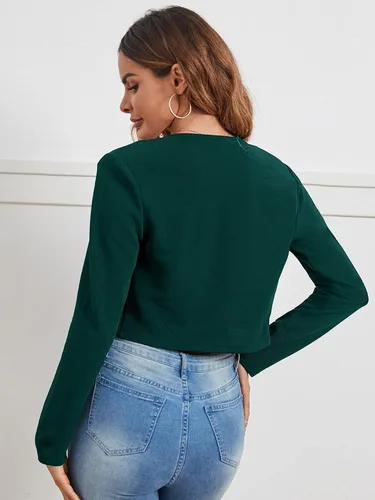 Vista 2 de Milumia Blazers casuales de negocios para mujer con frente abierto, chaqueta ligera para usar al aire libre