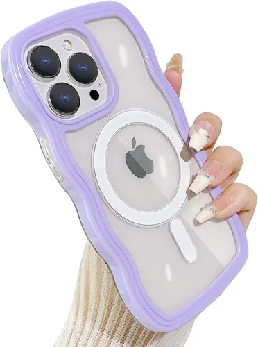 Vista 43 de Yeddabox Magsafe - Funda compatible con iPhone 13, diseño de ondas, lindo marco de colores de caramelo con ondas de agua, a prueba de golpes