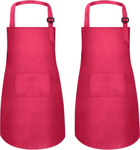Vista 11 de 2 piezas de delantales para niños, delantales para artistas con bolsillos ajustables, delantales de chef para cocina, pintura de respaldo infantil