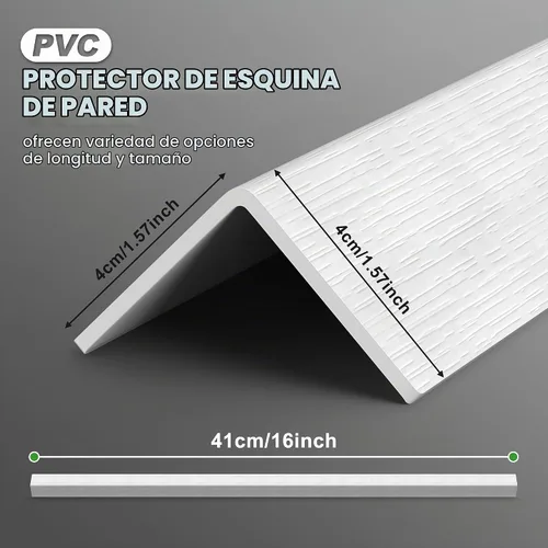 Vista 5 de Protectores de esquina, 2 protectores de esquina autoadhesivos para paredes, 16 x 1.57 pulgadas, fácil de instalar, tira de protección de bordes