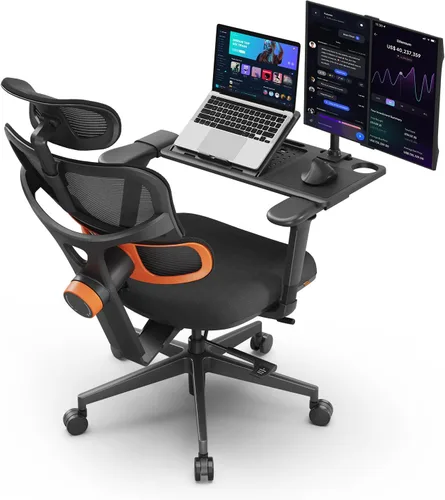 Vista 9 de Newtral Silla de oficina ergonómica, silla de escritorio de oficina en casa, silla de oficina grande y alta, soporte lumbar de seguimiento Negro