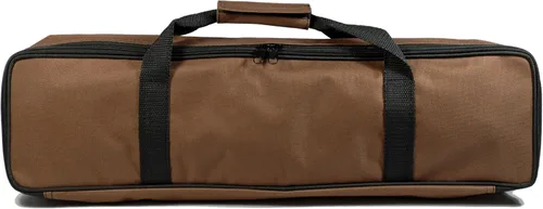 Vista 2 de WE Games Juego de ajedrez de viaje para torneos con bolsa de lona marrón, tablero de ajedrez de vinilo enrollable de 20 pulgadas, 34 piezas