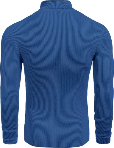 Vista 3 de COOFANDY - Suéter de punto para hombre sin botones, acanalado, entallado y con cuello de tortuga, estilo informal