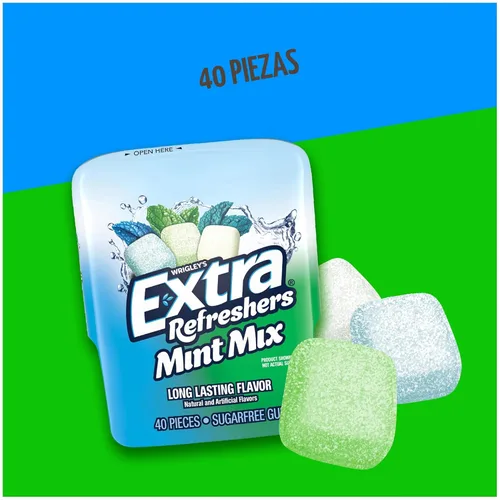 Vista 4 de EXTRA Chicle Refreshers Mint Mix, botella de 40 piezas de 3.21 onzas (paquete de 6)
