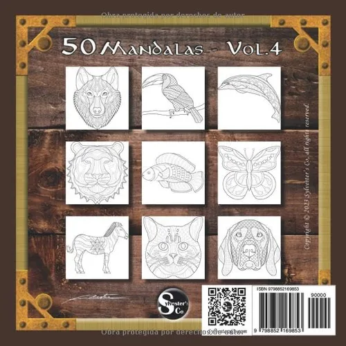 Vista 2 de 50 Mandalas - Vol. 4 Libro de colorear para adultos y jóvenes. Animales. Mandalas de alta calidad y varios estilos para relajarse y antiestrés