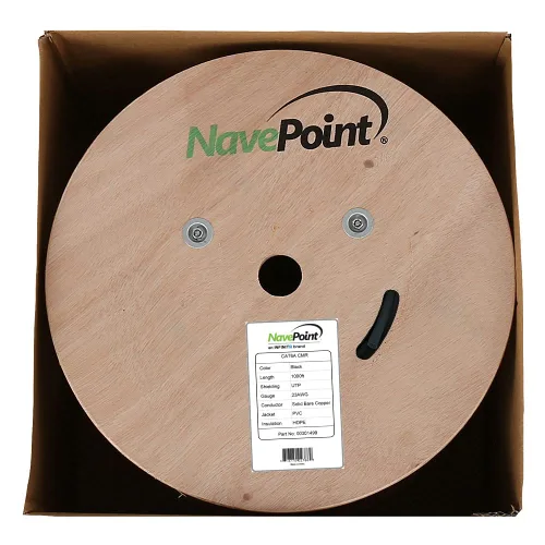 Vista 4 de NavePoint Cable Ethernet CAT6A, UTP, clasificación CMR, negro, 1000 pies