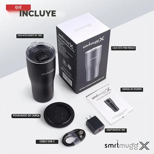 Vista 2 de SMRTMUGG X Taza de café calentada de 19 oz., duración de batería de 8 horas, autocalentamiento, temperatura controlada ajustable, pantalla LCD