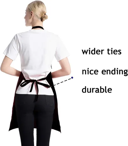 Vista 4 de 12 Pzas Delantales Babero a Granel Negros para Mujeres Hombres Adultos Niñas Unisex con 2 Bolsillos, Delantal para Hornear Cocinar Cocina Pintar