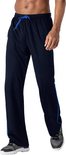 Vista 2 de BIYLACLESEN Pantalones deportivos para hombre, con bolsillos con cremallera, transpirables, para correr, gimnasio, entrenamiento, pantalones