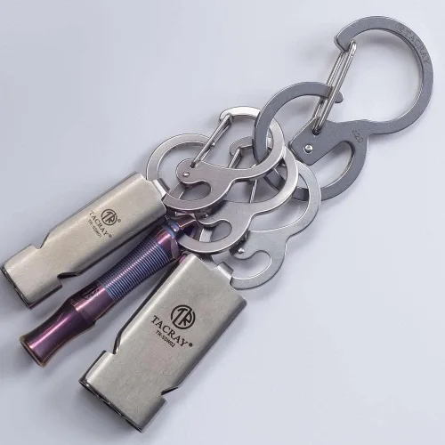 Vista 3 de TACRAY Juego de clips de mosquetón, llaveros de liberación rápida, ganchos de acero inoxidable con cierre de bucle, viene con 3 mini cierres