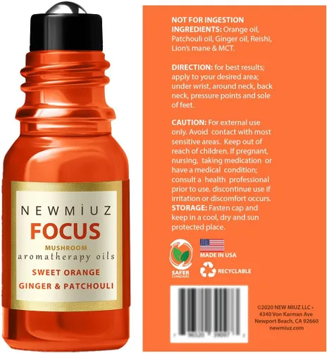 Vista 8 de Mezcla de aceites esenciales roll-on Focus Memory Concentration Orange Ginger Pachuli y limpieza y protege enebro Berry White Sage con Nerolina