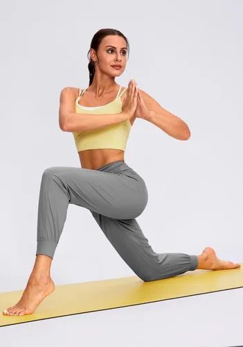 Vista 6 de Viodia Pantalones deportivos para mujer, con bolsillos, cintura alta, atléticos, para entrenamiento, yoga, pantalones deportivos cónicos