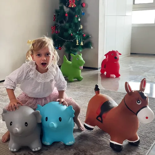 Vista 5 de HotMax Caballo hinchable, tolva inflable de animales que rebotan para niños pequeños o niños, juguetes de salto de goma para niños o niñas, regalo