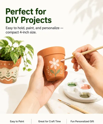 Vista 5 de Macetas de terracota y arcilla de 4 pulgadas para plantas, paquete