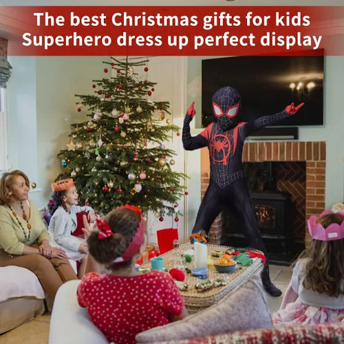 Vista 5 de ArmoQ Disfraz de superhéroe de Halloween para niños, traje elástico de elastano, disfraz de cosplay para niños